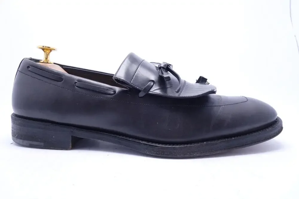 Salvatore Ferragamo Shoes Mens Size 9 D Black Kiltie Tassel Loafers Italy